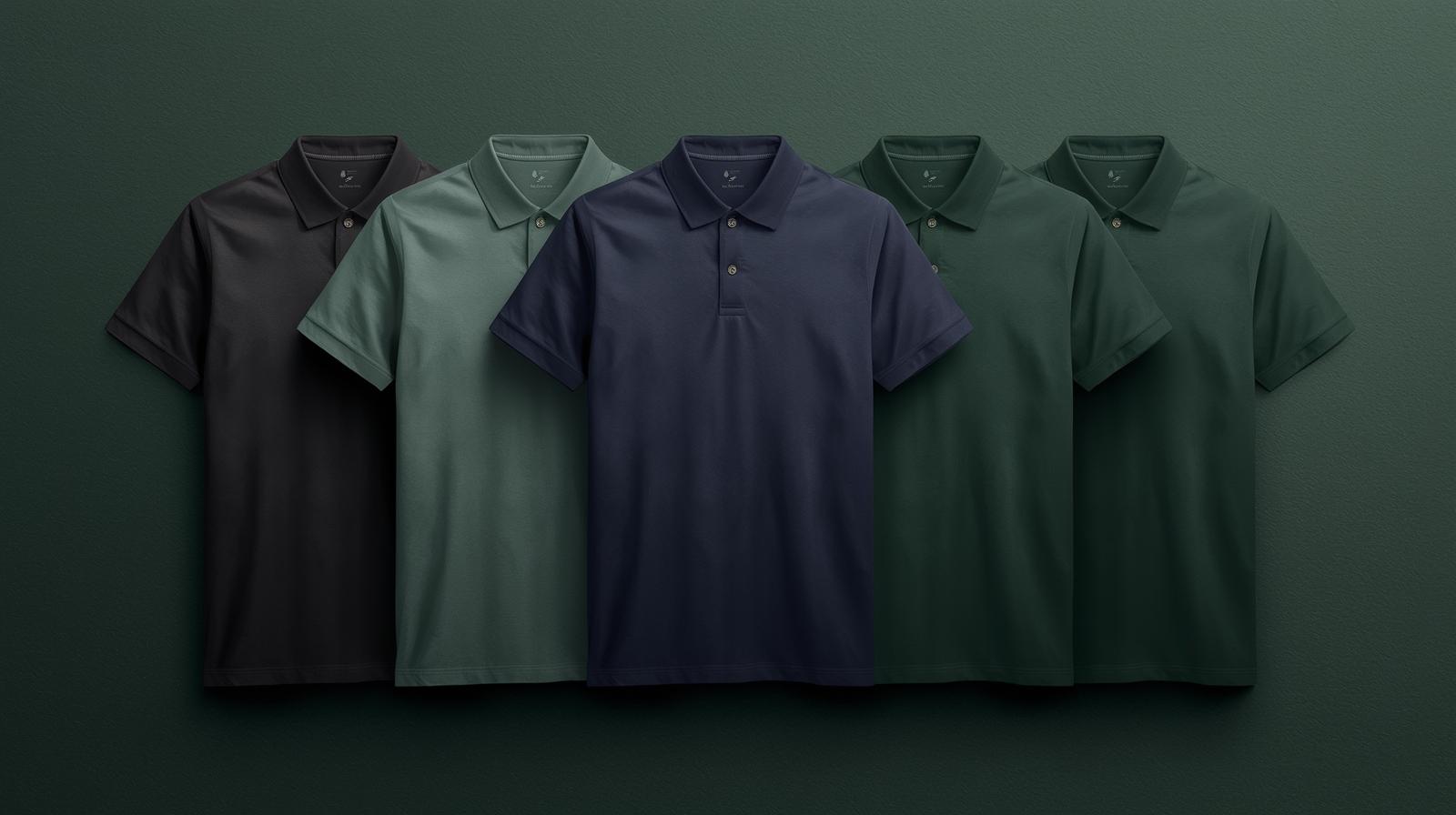 camisetas estilo polo com fundo verde escuro de textura